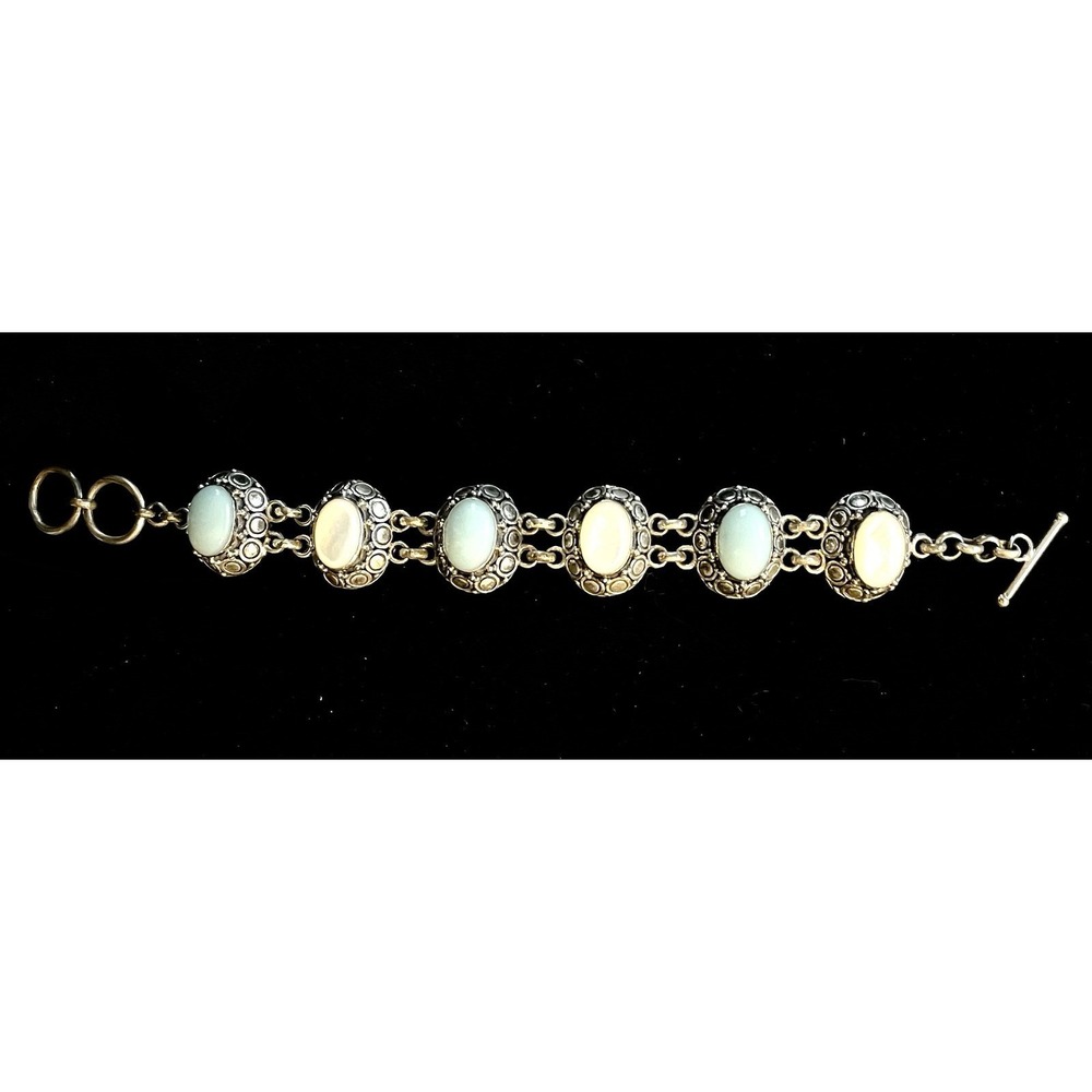 Suarti Bali Sterling Silver 925 BA Blue Stone and Mother of Pearl Bracelet